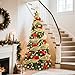 6Ft Prelit Pop Up Christmas Tree Decoration, Collapsible Artificial Xmas Tree with Ornaments, Pre Decorated with 150 Warm Lights, Gold Ribbons & Bows, Indoor/Outdoor Holiday Decor with Storage Bag