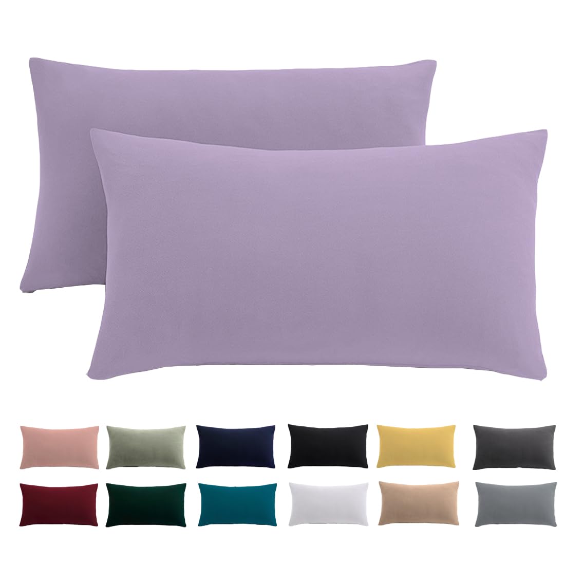 Kissenbezug 40x70 2er Set - Kopfkissenbezug 40 x 70 cm Lavendel Für Kissen 100% Mikrofaser Kissenhülle Bügelfrei & Knitterfrei mit Reißverschluss
