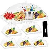 6 Stück Mesh-Food-Covers, aufblasbare Essensschirme (Food Umbrella Tent Covers), Netzdome für Obst und Kuchen 100×60cm & 43×43cm, für Outdoor-Gebrauch, Gartentents, Partys, Picknicks (White (1+5))