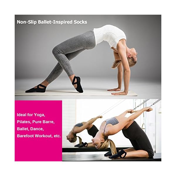 Ozaiic Yoga Socks for Women Non-Slip Grips & Straps, Ideal for Pilates, Pure Barre, Ballet, Dance, Barefoot Workout