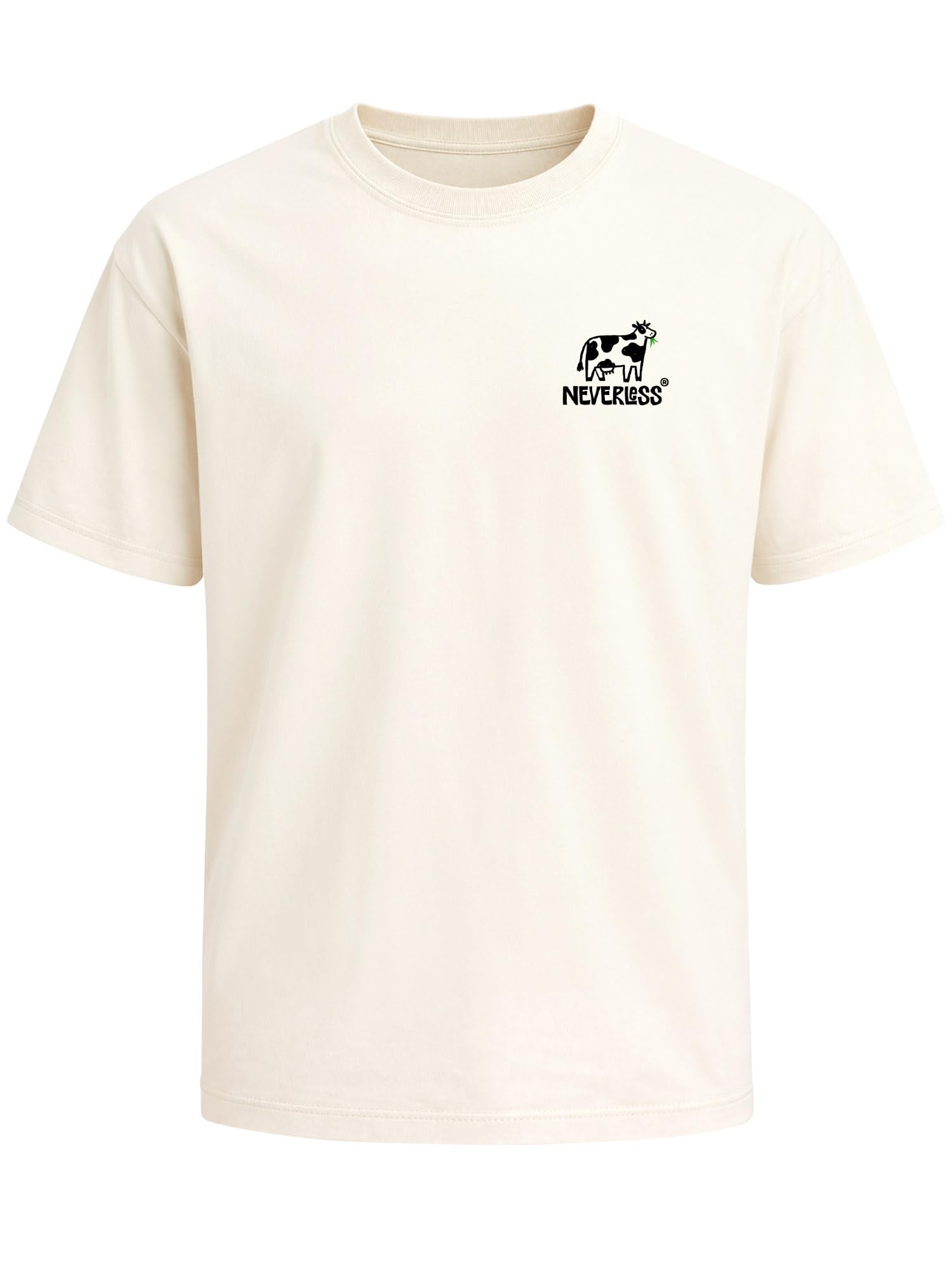 Neverless® Herren T-Shirt Backprint - Kuh Lactose - Oversized Relaxed Fit Sommer Fashion Streetstyle