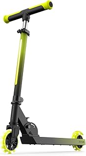 Jetson Scooters - Juno Kick Scooter (Electric Yellow) - Collapsible Portable Kids Push Scooter - Lightweight Folding Design with High Visibility RGB Light Up LEDs on Stem and Wheels