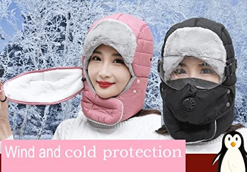 Miniatura 5 de JXGSGOGO Gorro de invierno cálido con máscara Ushanka, Negro, L