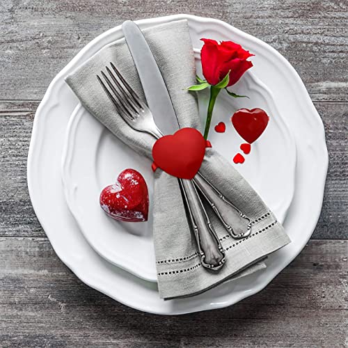 Heart Napkin Rings Set Of 6 Red Love Heart Napkin Rings Valentine's Day Mother’s Day Heart Napkin Holder Dining Table Decorations Anniversary Wedding Engagement Birthday Party Dinner Napkin Ring #TOP5