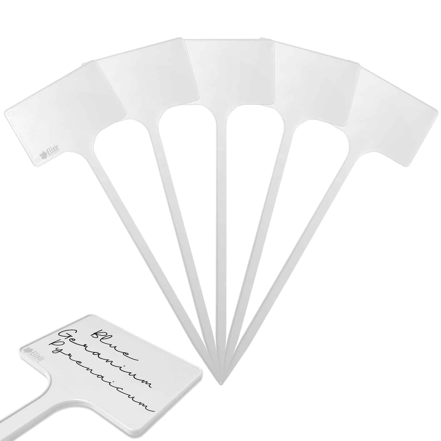 Elixir Gardens Plastic T-Shaped Labels | Plant, Pot & Flower Labelling | SL300 - White x 400