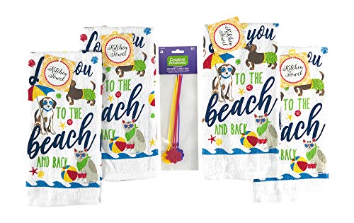 Nantucket Home Beach Dogs Kitchen Dish Towels: Colorful Love You To The Beach And Back Summer Ocean Fun #TOP27