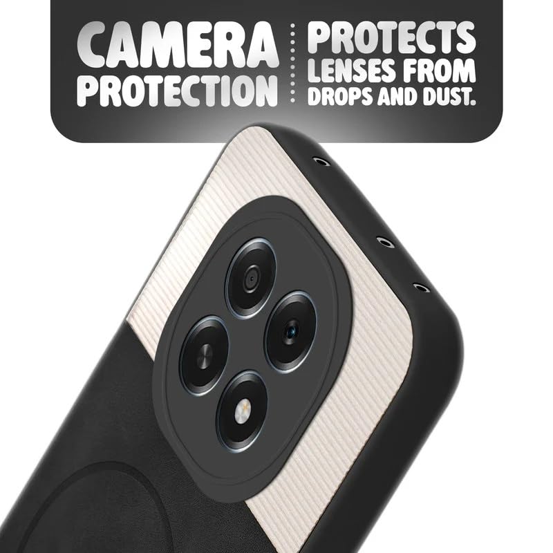 Image of Bintage case Dual-Leather Macc-Safe Design Phone Case| Soft Touch Finish | Full Camera Protectection Back Cover Compatible for Oppo CPH2721 / Oppo F29 5G - White & Black