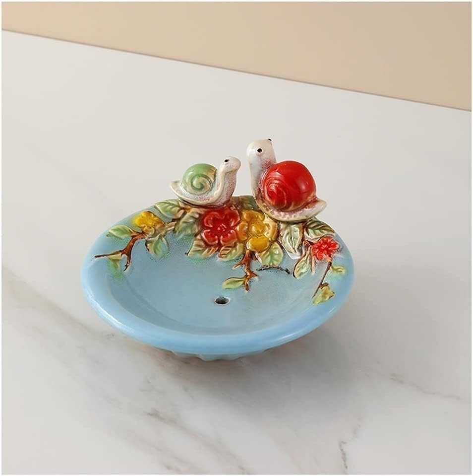 GETREY Soap Tray,soap holder,soap dish,Ceramics Soap Dishes Soap Boxes For Bathroom Home Soap Dish Soap Container Creative Drain Rack For Key Storage Tray (Color : Cat) (Color : Cow) (Color : Snail)