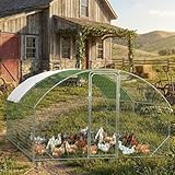 GarveeLife Large Metal Chicken Coop, Dome Shape Chicken Coop with Upgrade Tri-Supporting, Large Chicken Run with Waterproof and Anti-UV Cover (13.1 ft L x 9.8 ft W x 6.6 ft H)