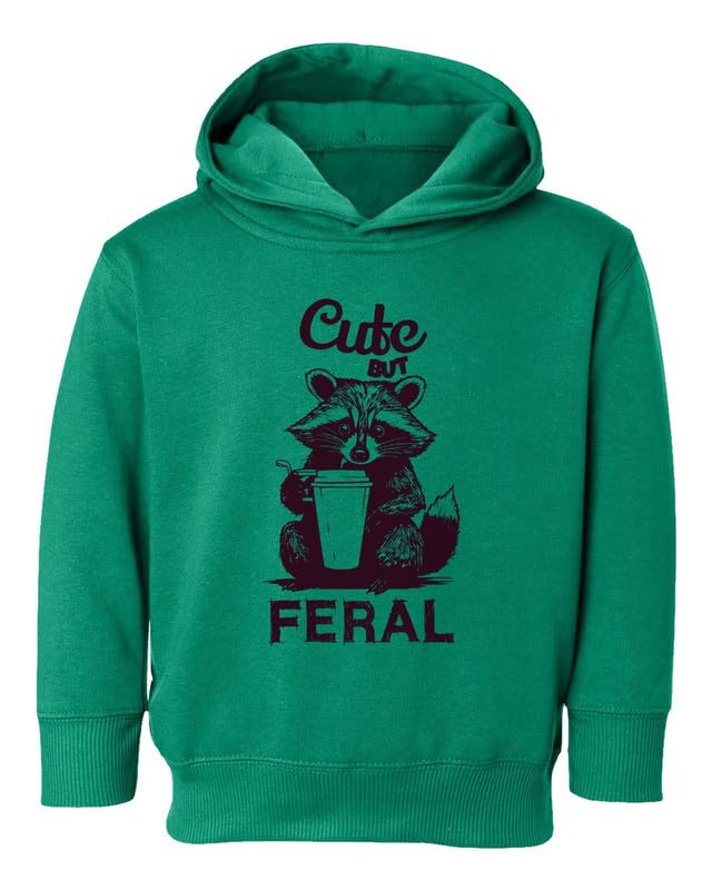 Cute But Feral Trash Panda Funny Racoon Inspired Toddler Hooded Sweatshirt