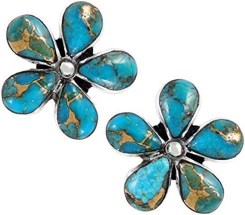 Turquoise Earrings 925 Sterling Silver & Genuine Copper-Infused Matrix Turquoise (Select style)