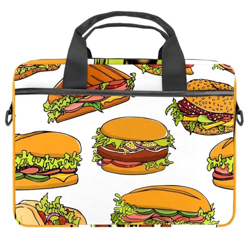 Bolso bandolera para laptop de 14 pulgadas con diseño de tacos y hamburguesas