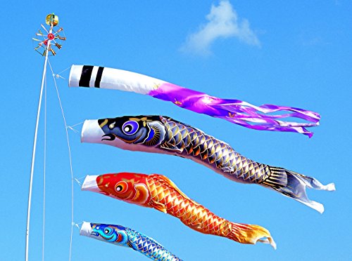 3m大空鯉：金箔ドビー織り撥水加工鯉のぼり庭園用アルミポール付フルセット[お庭用アルミポール付］