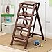 Attic Stairs Stool Wooden Folding Ladder Chair Thickened Stair Chair Portable Light Garden Tool Ladder Stable Maximum Load 337bl(White,2 Step)