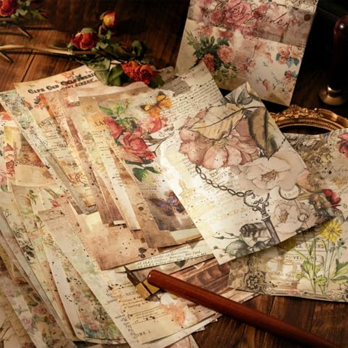 100 Sheets Vintage Scrapbook Paper Newspapers Journaling Supplies Aesthetic Paper Room Decor for Writing Drawing Travel Journal Diary Card Album Embellishments Style 2