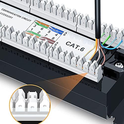 7E TRADING 24 Port 1U Rack Mountable CAT6 Patch Panel Pro RJ45 110 Network Mini Patch Pane Integrated Molding/No Rust/Durable