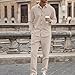 Men's Corduroy Suits 2 Piece Set Casual Fashion Long Sleeve Button up Shirts and Baggy Trousers Business Golf Outfits Khaki