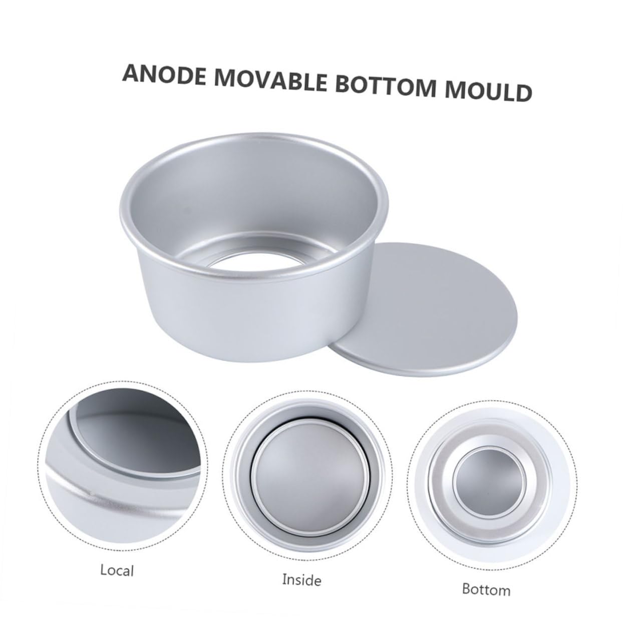 Molde para Pastel Redondo de 4 Pulgadas, Aluminio Anodizado, 8 Piezas | Base Desmontable, Color Plata, Limpieza Sencilla, Uso en Casa y Pastelería Profesional