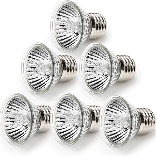 75W Sun Basking Lamp Bulb, AngleKai 6 Pack Full Spectrum UVA UVB Reptile Heat Lamp Bulb for Turtle Sunbathe Heat Lamp Bulb (75W) …