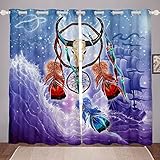 Photo Gallery feelingyou dreamcatcher - tende per finestra per la cameretta dei bambini, motivo: teschio di pecora e piume, trattamento con occhielli per finestra, in tessuto a 2 pannelli, 168 x 183 cm, colore: Photo Gallery feelingyou dreamcatcher - tende per finestra per la cameretta dei bambini, motivo: teschio di pecora e piume, trattamento con occhielli per finestra, in tessuto a 2 pannelli, 168 x 183 cm, colore: