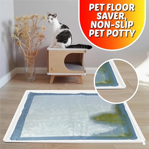 Image of TidyFriend Dog Pee Pad Holder Tray Fits for 28 inch x 34 inch Pee Pads with Corner Lock Holes, Raised Edges, Non-Spill, Easy to Clean Silicone Dog Potty Tray Holder, For Indoor Floor Protection (White)