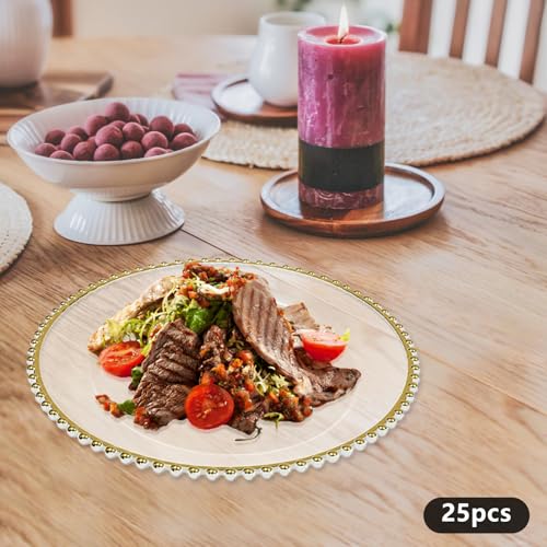 Platos Decorativos Redondos con Cuentas Doradas x25 miniatura 4