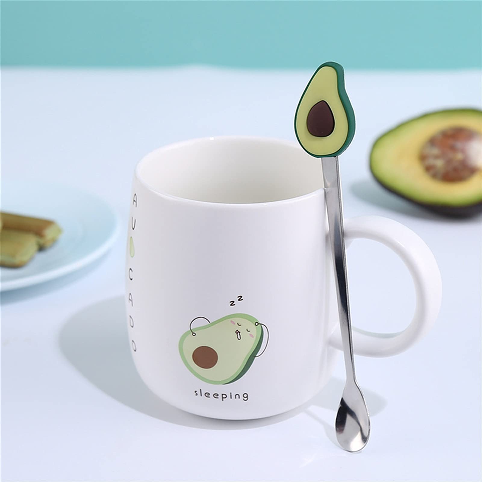 Koffiekopjes Ontbijt Melk Havermout Mokken Keramiek Thee Kantoor waterbeker met deksel en lepel 250ml Geel