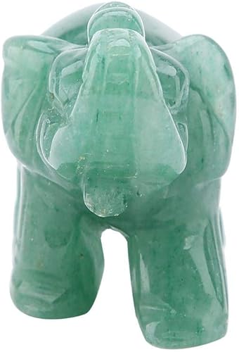 Miniatura 4 de Figuras de elefante de cristal de 2 pulgadas, figuras de la suerte de elefante tallado de jade para decoración del hogar (aventurina verde)