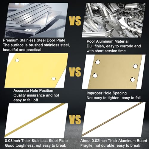 Haiabei 2Pcs Gold Push Door Plate 15x3.5\" Stainless Steel Door Push Plate Door Kick Plate,Brushed Doorplate Door Proection Metal Plate 12Screws for Door Interior Exterior Scratch Resistant Accessories - Thumbnail 4