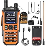 Baofeng Radio Ham Radio Handheld Dual Band Long Range Two Way Radio for Adults UV-21R Rechargeable Walkie Talkies with Earpiece and AR-771 Orange Antenna Full Kit