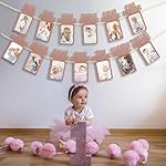 First Birthday Decorations for Baby from Newborn to 12 Months, 1st Birthday Photo Banner Baby Monthly Milestone, Party Hanging Supplies for Girls Boys (Rose Gold) - Image 4