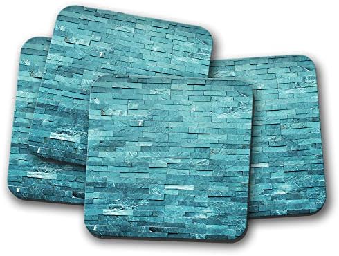 4 Set - Teal Stone Wall Coaster - Marble Blue Interior Design #15835