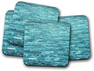 4 Set - Teal Stone Wall Coaster - Marble Blue Interior Design #15835
