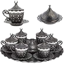 Alisveristime 27 Pc Turkish Greek Arabic Coffee Espresso Cup Saucer Set Gelincik Black