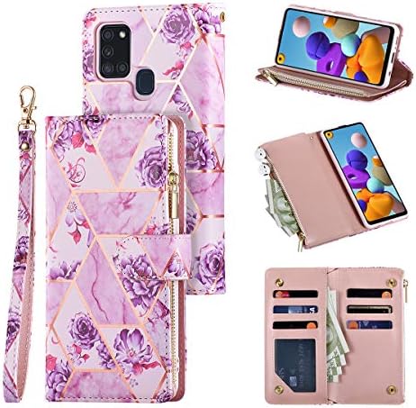 QLTYPRI Case for Samsung Galaxy A53 5G, Large Capacity Leather Wallet Case 6 Card Holder & 1 Zipper Pocket Kickstand Wrist Strap Magnetic Protective Cover for Samsung A53 5G - Black