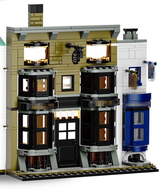 Assembled TOY PLAYER Bookend Building Blocks Set showing a detailed miniature building with various architectural features.
