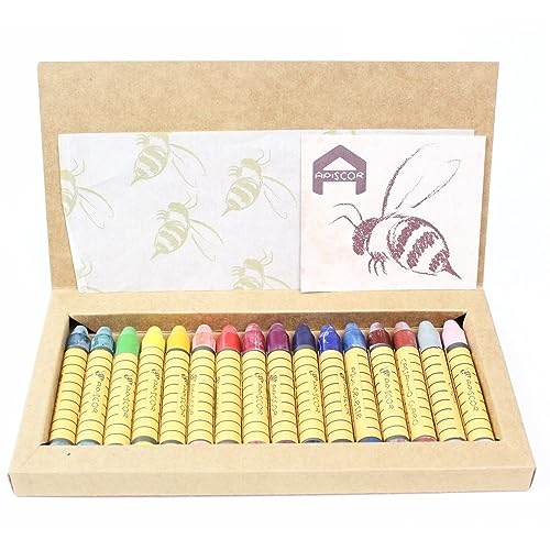 Giz De Cera De Abelha Apiscor Bastão Waldorf Caixa 16 Cores