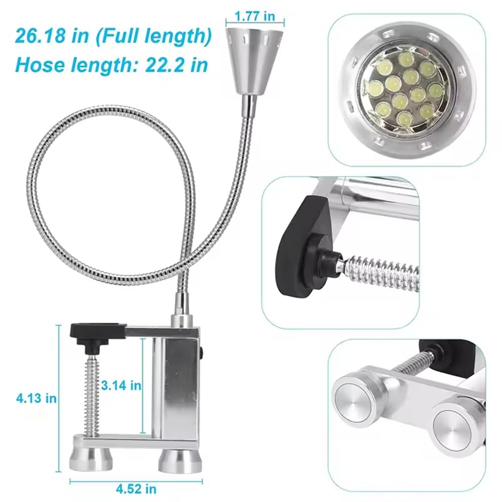 LED BBQ Grill Licht, Beleuchtung mit Magnetischer Basis und Einstellbare Schraubenklemme - Flexibler 360 -Grad -Schwanenhals