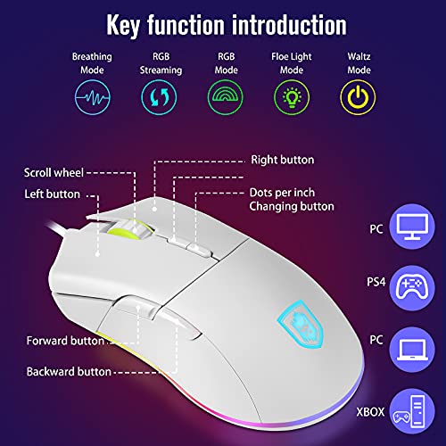 image for KOLMAX HUNTER White RGB Gaming Keyboard and Mouse Combo,Gaming Keyboar