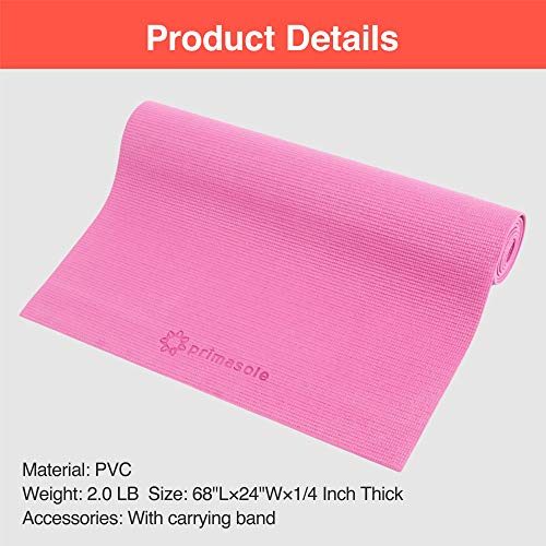 Image of Primasole Yoga Mat with Carry Strap for Yoga Pilates Fitness and Floor Workout at Home and Gym Non-slip 9 colors