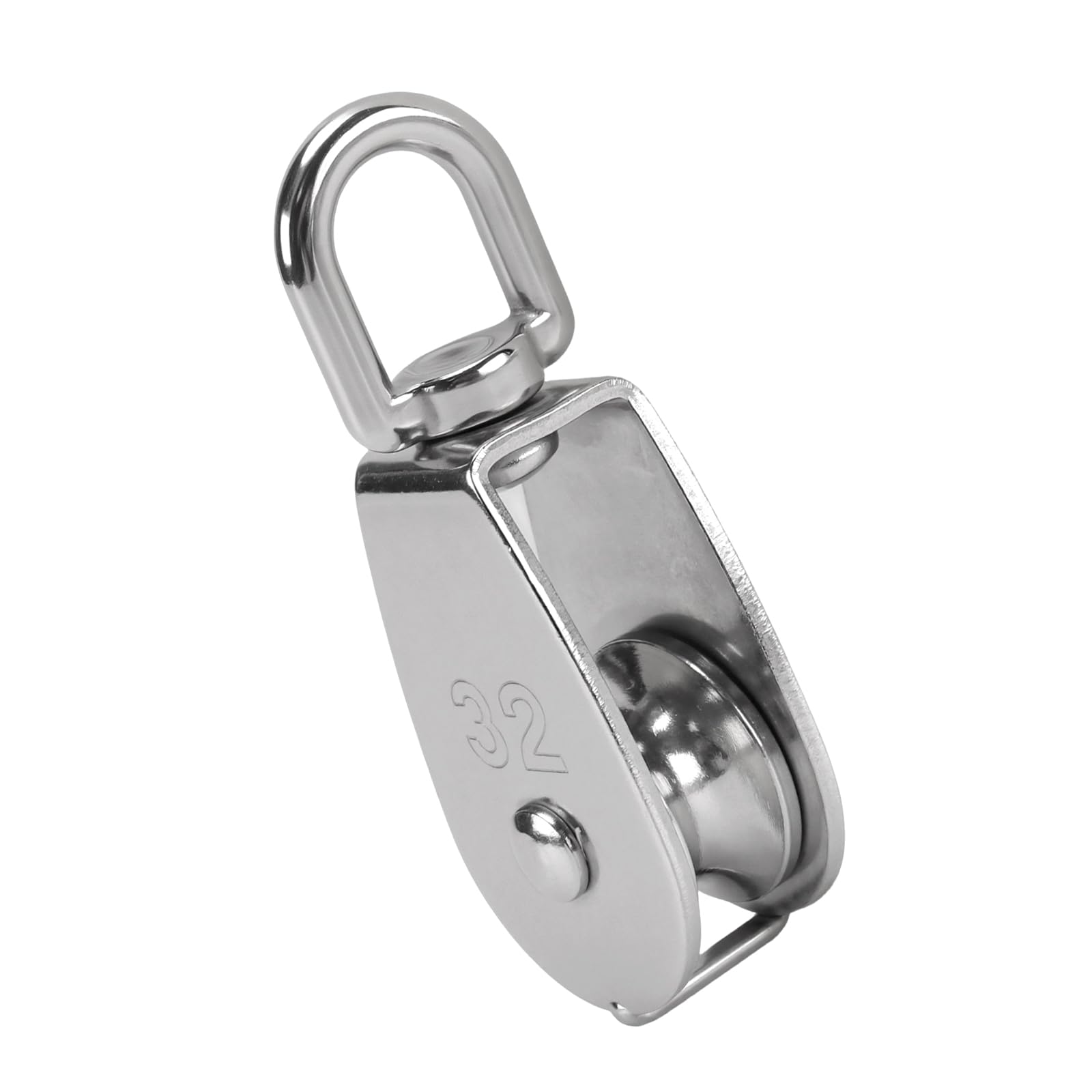 FUNSUEI Lot de 4 poulies M32 en acier inoxydable, capacité de charge de 250 kg, poulies simples robustes pivotantes à 360° pour corde et câble