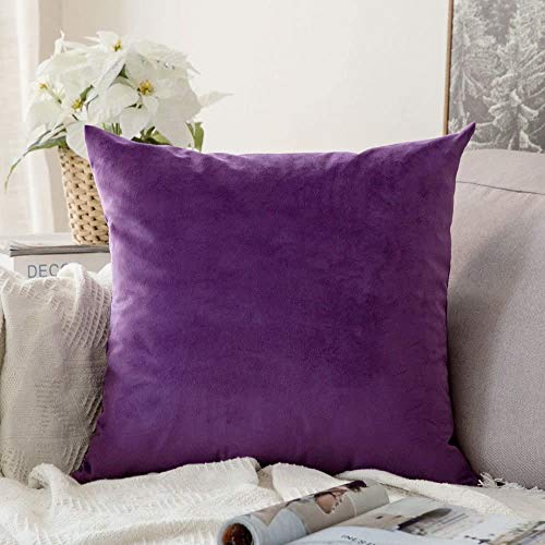 Image of Khooti Velvet Cushion Cover Pack of 1-18 inch x 18 inch / 46 x 46 cm - Purple - Soft Pillow Covers Cushion Case for Sofa Bedroom Livingroom Chair Car, Cushion Cover