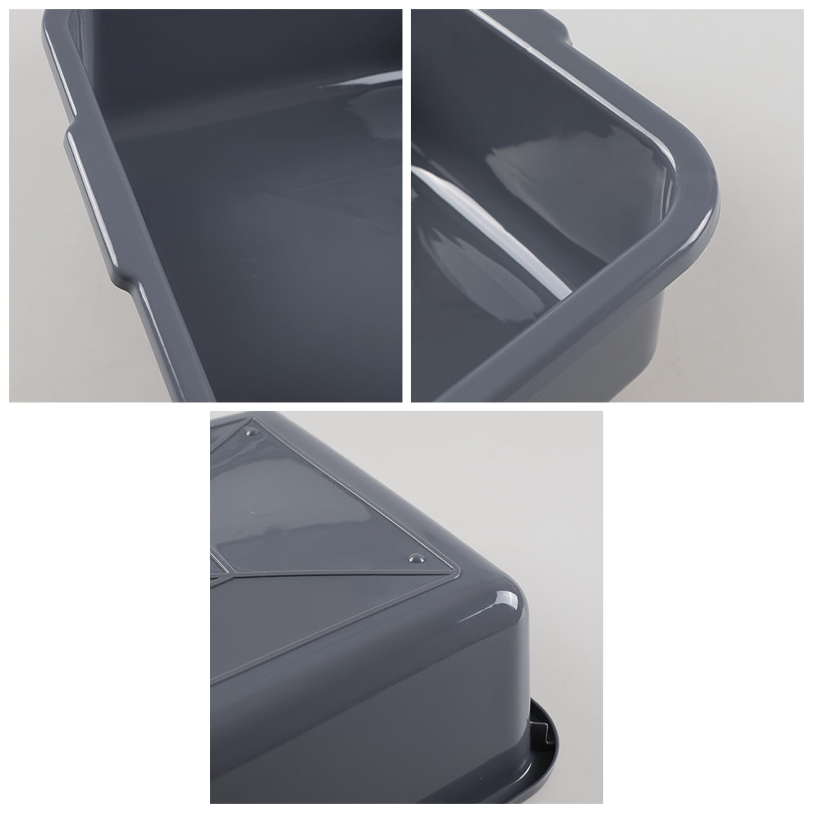 8 Litri Vaschetta Rettangolare Grande, Bacinella di Plastica, Grigio, Set di 5