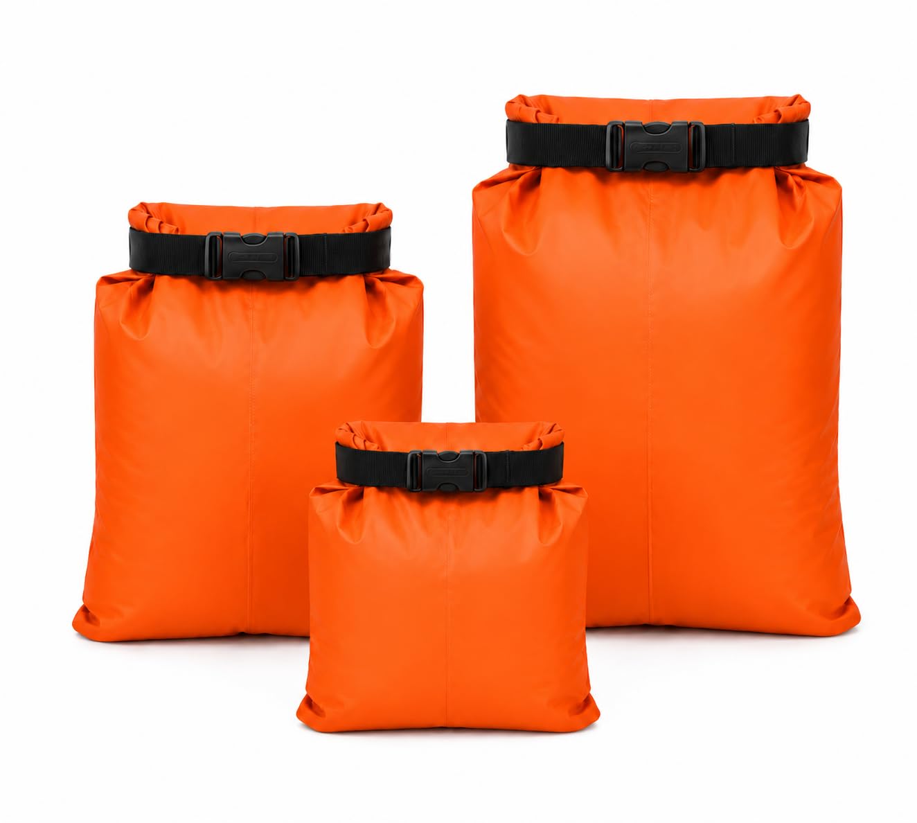 AKORD 3Pcs Waterproof Dry Bag Storage Pouch Rafting Canoeing Boating Kayaking 1.5+2.5+3.5L, Orange