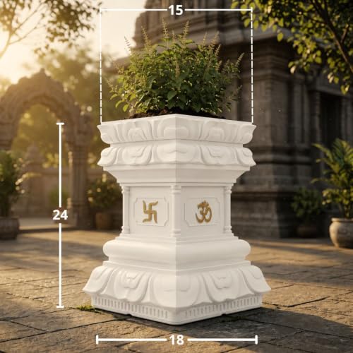 Image of YUCCABE ITALIA FOXB Tulsi Planter Stylish German Polymer Tulsi Planters Pot Suitable for Outdoor and Indoor Use (White, 24 Inch)
