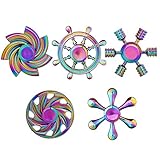 SCIONE Fidget Spinner Metal 5 Pack Stainless Steel Bearing 3-5 Min High Speed Stress Relief Spin ADHD Anxiety Toys for Adult Kid Autism Fidgets Best EDC Hand Spinners Finger Toy Focus Fidgeting