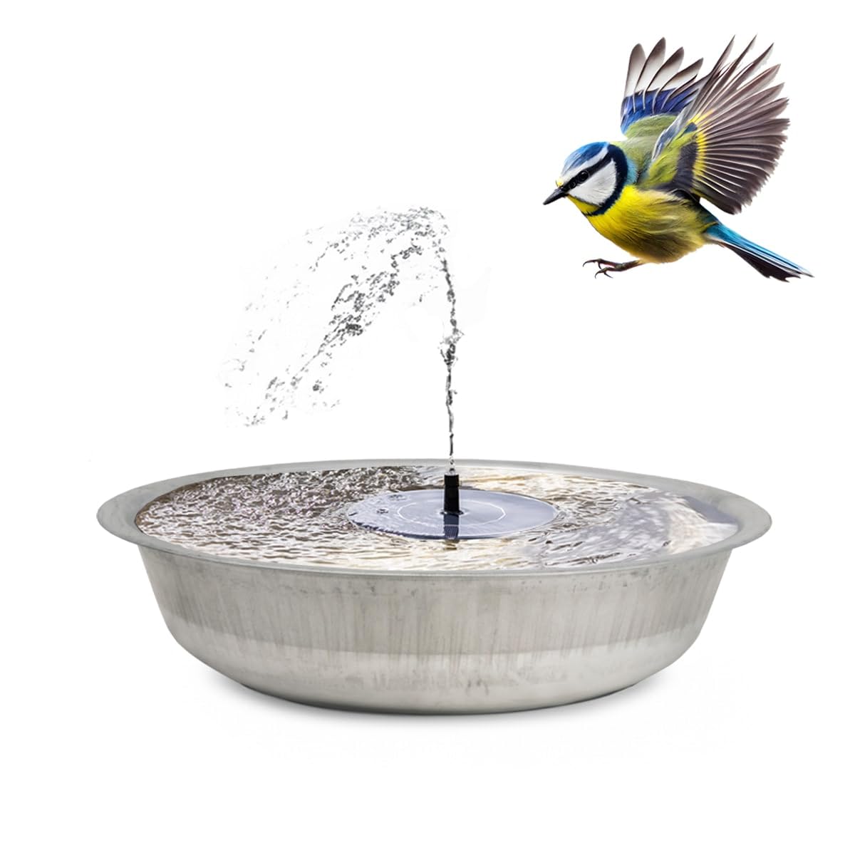 Solar Fountain Set for Outdoor Use, XXL 50 cm, Zinc Bowl, Floating Solar Fountain Fountain and Decorative Bowl as Outdoor Garden Fountain, Outdoor Water Feature as Balcony, Bird Bath, Garden Bird Bath