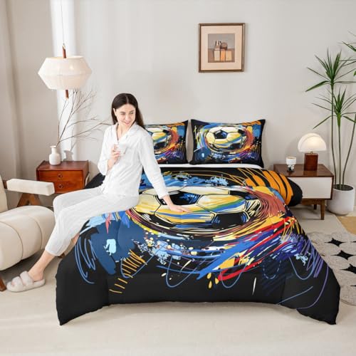 Image of Feelyou Soccer Bedding Set Queen Size for Kids