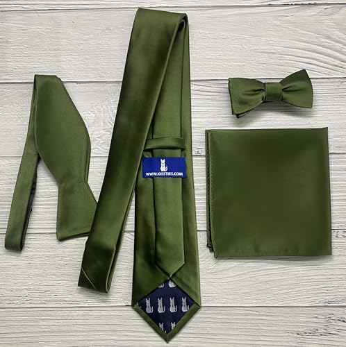 Image of KissTies 6PCS Satin Pocket Square Plain Color Handkerchief Gift Set