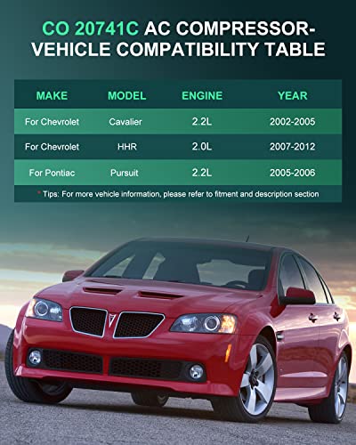 Image of SCITOO AC Compressor for Chevy for Cavalier 2.2L 2002-2005 | Fast Cooling, Ultra Low Noise (≤72 dB) Air Conditioner Compressor for Summer, with Clutch, 1520741 10344861 1020741 621198